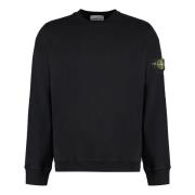 Bomuld Crew-Neck Sweatshirt med Aftagelig Logo Patch