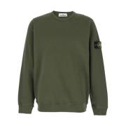 Grøn Crewneck Sweatshirt Logo Patch