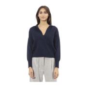 V-hals sweater med frontlomme