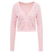 Petra Bow Pointelle Cardigan - Ballerina Pink