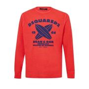 Rød Bomuld Tee Klassisk Crew Neck