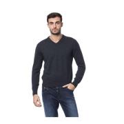 Broderet Merinould V-hals Sweater