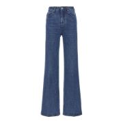 Flared Bomuld Denim Jeans Blå