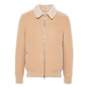 Beige Uld Shearling Jakke