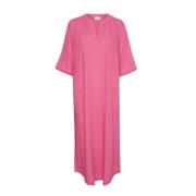 Pink Kaftan Kjole med V-Hals