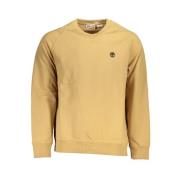 Beige Sweatshirt med Broderet Rund Hals