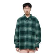 Plaid Sherpa Polyester Skjorte Grøn