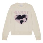 Hvid Crew Neck Sweater med Logo