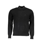 Sort Broderet Højhalset Sweater