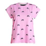 Pink Bow T-shirt med Sorte Buer