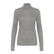 Rollneck Top Grå Melange Langærmet