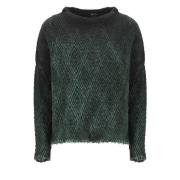 Grøn Uld Silke Sweater Kvinde Crew