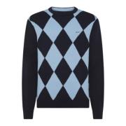 Navy Blue Argyle Sweater