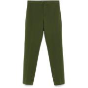 Khaki Stretch Jersey Bukser med Plissé