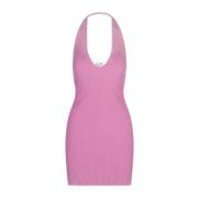 Pink Ribbed Bodycon Mini Kjole