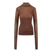 Trykt turtleneck jumper med draperet hals