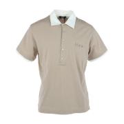 Beige Print Kortærmet Polo