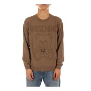 Crewneck Sweater med Ribbede Manchetter og Broderet Logo