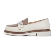 Runde spids blokhæl loafers - Beige