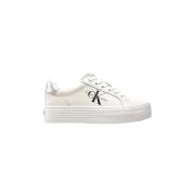 Bright White-Silver Flatform Sneakers