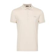 Beige Stribet Hvid Krave Polo Skjorte