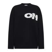 Sort uldblandings sweater med logo