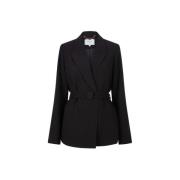 Sort Crepe Blazer med Skulderpuder