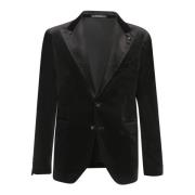 Sort Fløjl Blazer Elegant Formelt Tøj