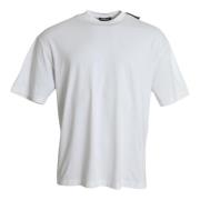 Hvid Bomuld Jersey Rund Hals T-Shirt