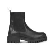 Chunky Chelsea Boot i Sort Læder