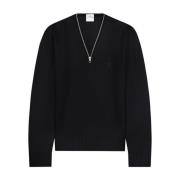 Sort V-hals sweater med logo