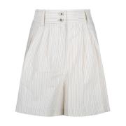 Pinstripe Hvide Shorts med Folder