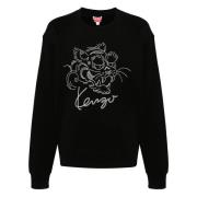 Broderet Tiger Sweatshirt Klassisk Stil