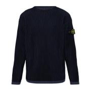 Ribstrikket sweater med logo