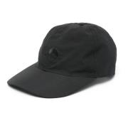 Sort Nylon Baseball Cap med Halvmåne Broderi