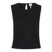 Sort Rhinestone Strik Top