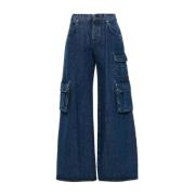 Indigo Cargo Wide Leg Jeans