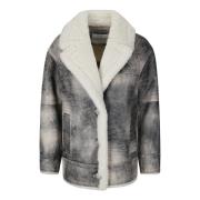 Shearling Jakke med Frontlukning og Lommer