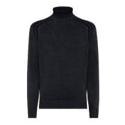 Cotton Techno Wash High Neck Blue Turtleneck