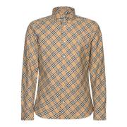 Beige Tartan Skjorte Klassisk Stil