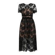 Elegant Velvet Bow Midi Kjole