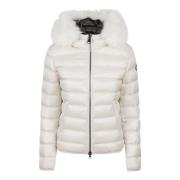 Ivory Vinterfrakke med Faux Fur Hood