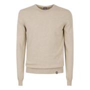 Beige Sweaters med Uld Krave