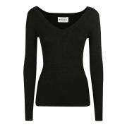 Sort Ribstrikket Jumper med Lurex