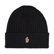 Sort Uld Beanie med Logo