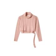 Pink Ribbet Crop Top Turtleneck