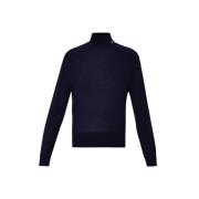 Blå turtleneck sweater med metallogo