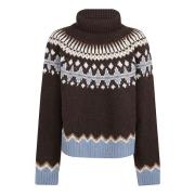 Multifarvet Vinter Turtleneck Sweater