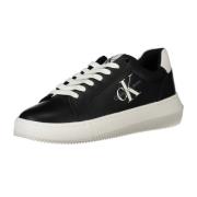 Sporty Sorte Sneakers med Kontrastdetaljer