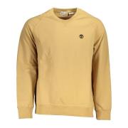 Beige Sweatshirt med Broderet Logo